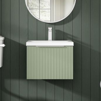 Hudson Reed Fluted 500mm 1-Drawer Wall Hung Vanity Unit | Product Image