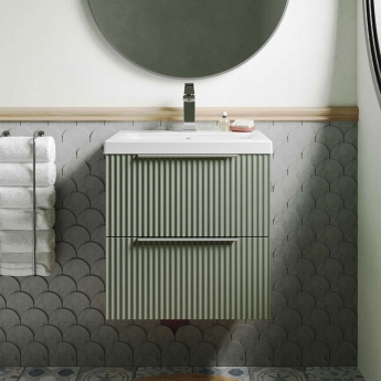 Hudson Reed Fluted 500mm 2-Drawer Wall Hung Vanity Unit