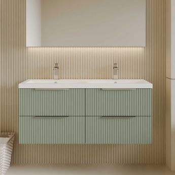 Hudson Reed Fluted Twin 1200mm 4-Drawer Wall Hung Vanity Unit