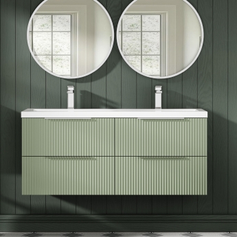 Hudson Reed Fluted Twin 1200mm 4-Drawer Wall Hung Vanity Unit | Product Image