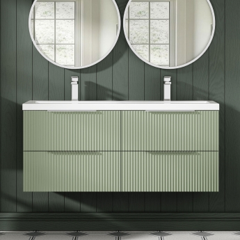 Hudson Reed Fluted Twin 1200mm 4-Drawer Wall Hung Vanity Unit | Product Image