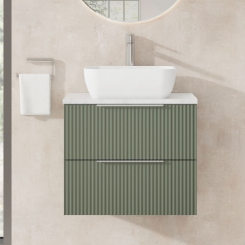 Hudson Reed Fluted 600mm 2-Drawer Wall Hung Vanity Unit with Countertop | Product Image