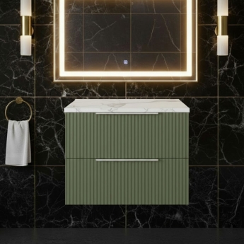 Hudson Reed Fluted 600mm 2-Drawer Wall Hung Vanity Unit with Countertop