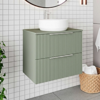 Hudson Reed Fluted 600mm 2-Drawer Wall Hung Vanity Unit with Countertop