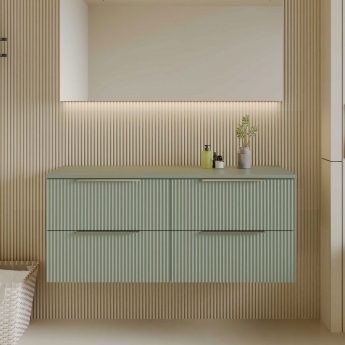 Hudson Reed Fluted Twin 1200mm 4-Drawer Wall Hung Vanity Unit with Countertop