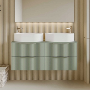 Hudson Reed Fluted Twin 1200mm 4-Drawer Wall Hung Vanity Unit with Countertop