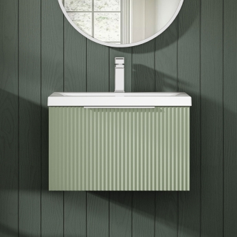 Hudson Reed Fluted 600mm 1-Drawer Wall Hung Vanity Unit | Product Image
