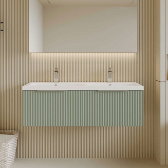 Hudson Reed Fluted Twin 1200mm 2-Drawer Wall Hung Vanity Unit