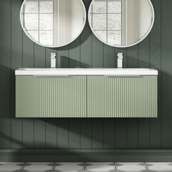 Hudson Reed Fluted Twin 1200mm 2-Drawer Wall Hung Vanity Unit | Product Image