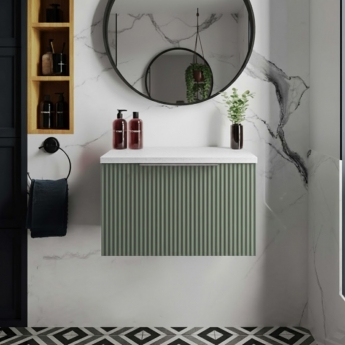 Hudson Reed Fluted 600mm 1-Drawer Wall Hung Vanity Unit with Countertop