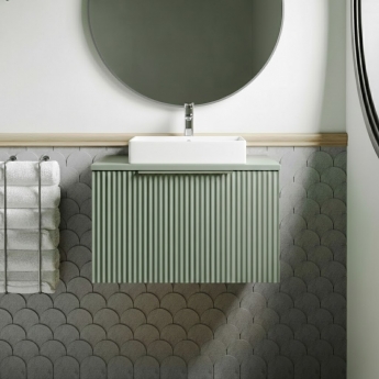 Hudson Reed Fluted 600mm 1-Drawer Wall Hung Vanity Unit with Countertop