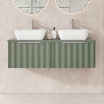 Hudson Reed Fluted Twin 1200mm 2-Drawer Wall Hung Vanity Unit with Countertop | Product Image