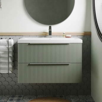 Hudson Reed Fluted 800mm 2-Drawer Wall Hung Vanity Unit