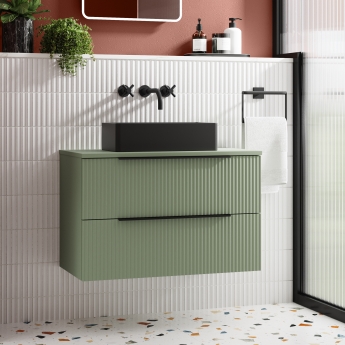 Hudson Reed Fluted 800mm 2-Drawer Wall Hung Vanity Unit with Countertop