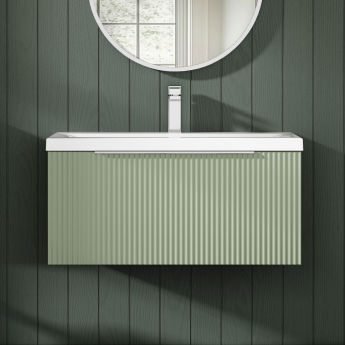 Hudson Reed Fluted 800mm 1-Drawer Wall Hung Vanity Unit | Product Image
