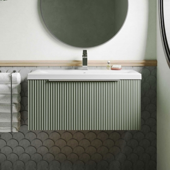 Hudson Reed Fluted 800mm 1-Drawer Wall Hung Vanity Unit
