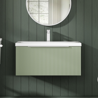 Hudson Reed Fluted 800mm 1-Drawer Wall Hung Vanity Unit | Product Image