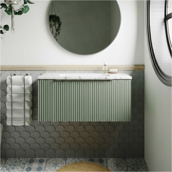 Hudson Reed Fluted 800mm 1-Drawer Wall Hung Vanity Unit with Countertop