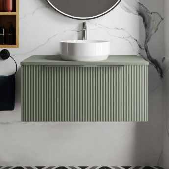 Hudson Reed Fluted 800mm 1-Drawer Wall Hung Vanity Unit with Countertop