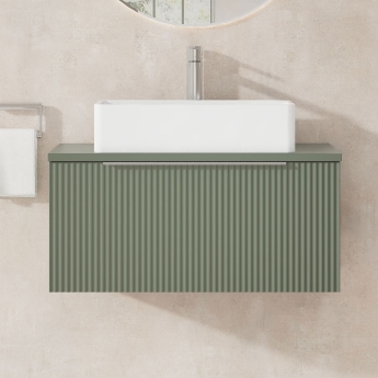 Hudson Reed Fluted 800mm 1-Drawer Wall Hung Vanity Unit with Countertop | Product Image