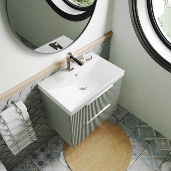 Hudson Reed Fluted 600mm 2-Drawer Wall Hung Vanity Unit