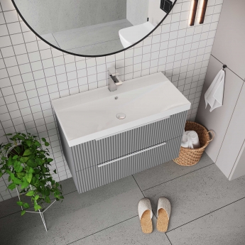 Hudson Reed Fluted 800mm 2-Drawer Wall Hung Vanity Unit