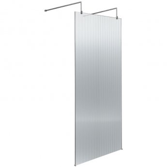 Hudson Reed Fluted Wet Room Screen with Support Arm and Feet 800mm Wide - 8mm Glass