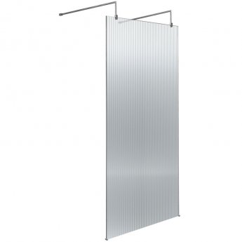 Hudson Reed Fluted Chrome Freestanding 1950mm Wet Room Glass Shower Screen