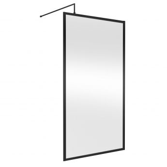 Hudson Reed Full Outer Framed Wetroom Screen 1100mm W x 1950mm H with Support Bar 8mm Glass - Matt Black