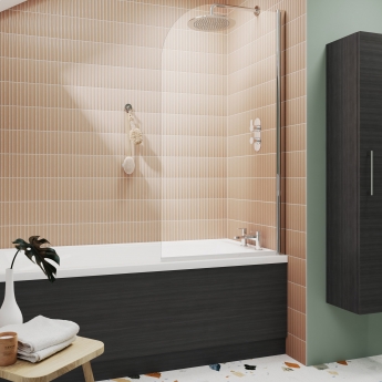 Hudson Reed MFC Straight Bath Front Panel and Plinth 560mm H x 1700mm W - Anthracite Woodgrain