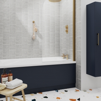 Hudson Reed MFC Straight Bath Front Panel and Plinth 560mm H x 1700mm W - Charcoal Black Woodgrain