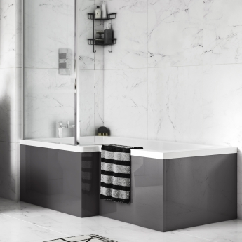 Hudson Reed MFC Square Shower End Bath Panel 540mm H x 700mm W - Gloss Grey