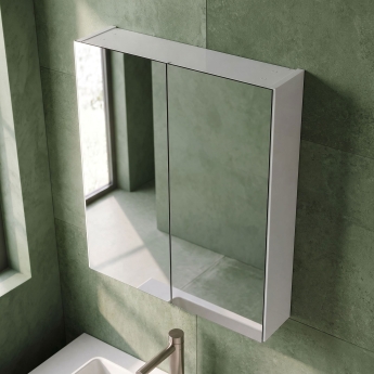 Hudson Reed Fusion Mirrored Bathroom Cabinet (50/50) 600mm Wide - Gloss White | Product Image