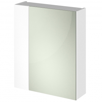 Hudson Reed Fusion Mirrored Bathroom Cabinet (75/25) 600mm Wide - Gloss White