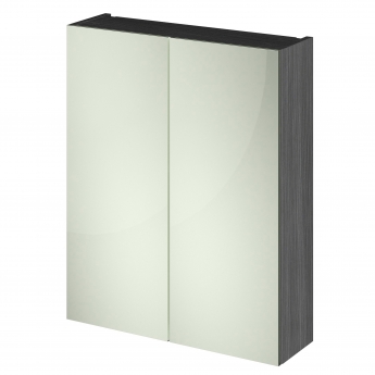 Hudson Reed Fusion Mirrored Bathroom Cabinet (50/50) 600mm Wide - Anthracite Woodgrain
