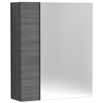 Hudson Reed Fusion Mirrored Bathroom Cabinet (75/25) 600mm Wide - Anthracite Woodgrain