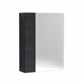 Hudson Reed Fusion Mirrored Bathroom Cabinet (75/25) 600mm Wide - Charcoal Black