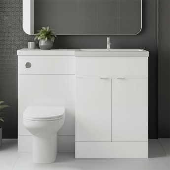 Hudson Reed Fusion RH Combination Unit with L Shape Basin - 1100mm Wide - Gloss White