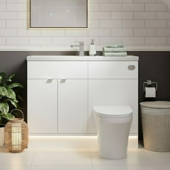 Hudson Reed Fusion Compact Combination Unit with 600mm WC Unit - 1200mm Wide - Gloss White