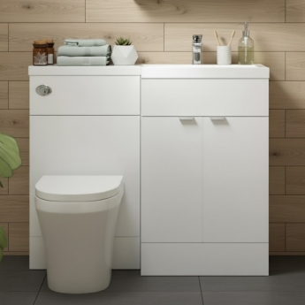 Hudson Reed Fusion RH Combination Unit with 600mm WC Unit - 1200mm Wide - Gloss White