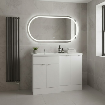 Hudson Reed Fusion LH Combination Unit with 300mm Base Unit - 1200mm Wide - Gloss White