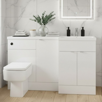 Hudson Reed Fusion RH Combination Unit with 600mm WC Unit - 1500mm Wide - Gloss White