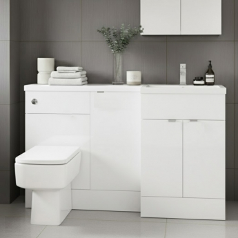 Hudson Reed Fusion RH Combination Unit with 500mm WC Unit - 1500mm Wide - Gloss White