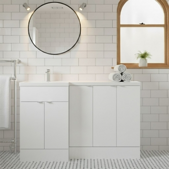 Hudson Reed Fusion LH Combination Unit with 300mm Base Unit x 3 - 1500mm Wide - Gloss White | Product Image