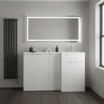 Hudson Reed Fusion RH Combination Unit with 300mm Base Unit x 3 - 1500mm Wide - Gloss White