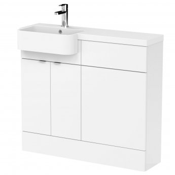 Hudson Reed Fusion LH Combination Unit with Round Semi Recessed Basin 1000mm Wide - Gloss White