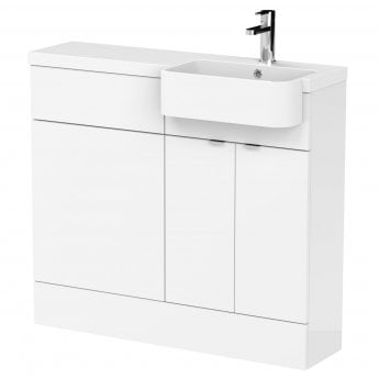 Hudson Reed Fusion RH Combination Unit with Round Semi Recessed Basin 1000mm Wide - Gloss White