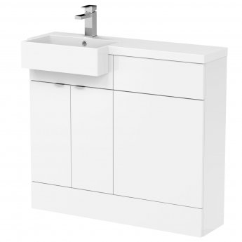 Hudson Reed Fusion LH Combination Unit with Square Semi Recessed Basin 1000mm Wide - Gloss White