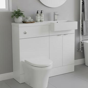 Hudson Reed Fusion RH Combination Unit with Square Semi Recessed Basin 1000mm Wide - Gloss White