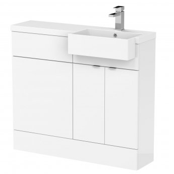 Hudson Reed Fusion RH Combination Unit with Square Semi Recessed Basin 1000mm Wide - Gloss White